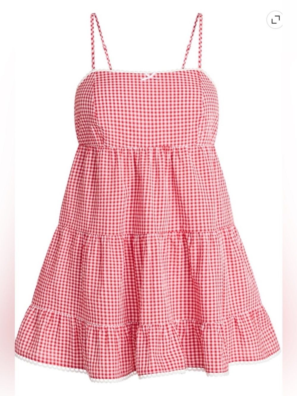 NWT No Boundaries Red Gingham Babydoll Mini Sleep Dress M 8–10 Lace Trim
